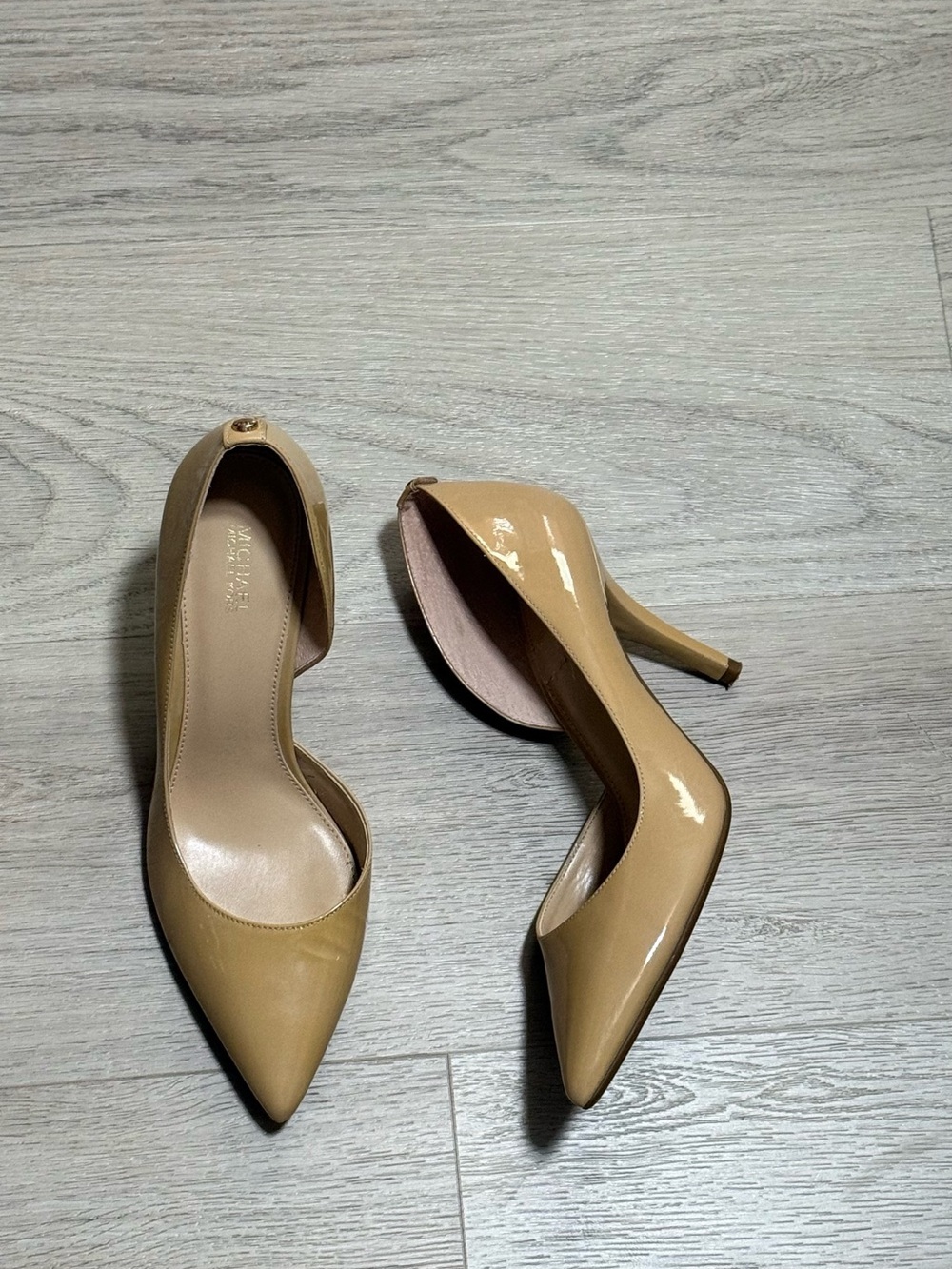 Michael Kors Beige Patent D'Orsay Pointed-Toe Pumps